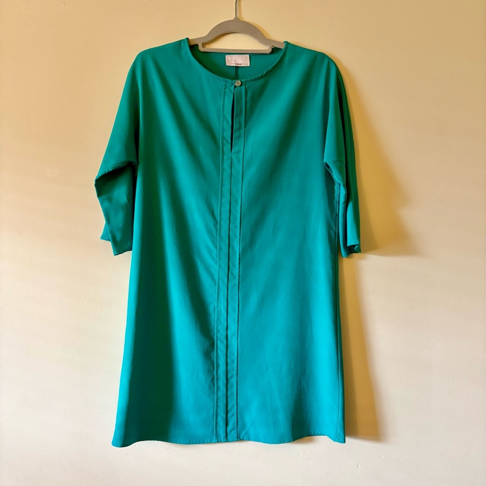 paperdolls Tunic Dress Size Medium MIDI Teal with Button Front